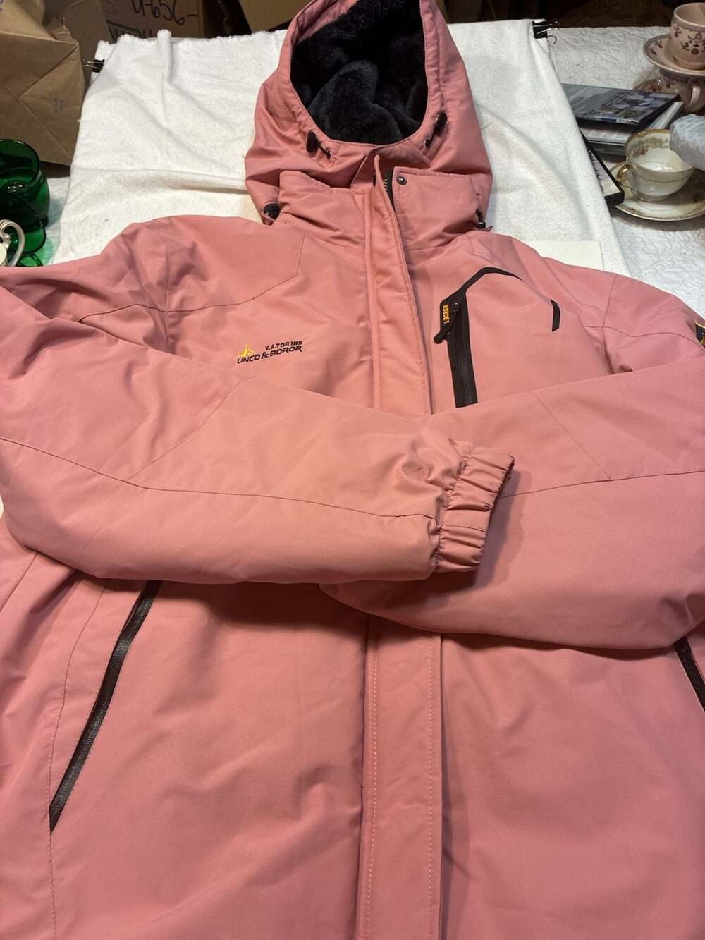 Moerdeng Women's Waterproof Insulated Fleece-Lined Ski Jacket, Pink, XL